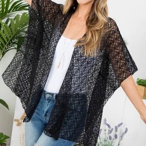 Crochet Kimono- Black - NEW WITH TAGS